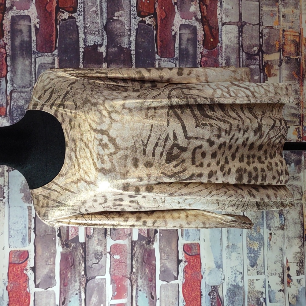 Zenergy By Chico's "Odelia" Shimmer Animal Print Tee Shirt